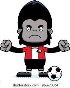 A cartoon soccer player gorilla looking angry.