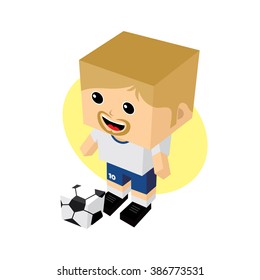 cartoon soccer player - isometric theme