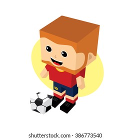 cartoon soccer player - isometric theme