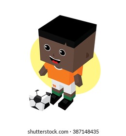 cartoon soccer player - isometric theme