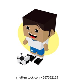 cartoon soccer player - isometric theme