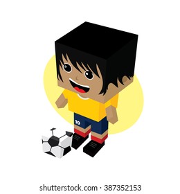 cartoon soccer player - isometric theme