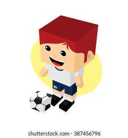 cartoon soccer player - isometric theme