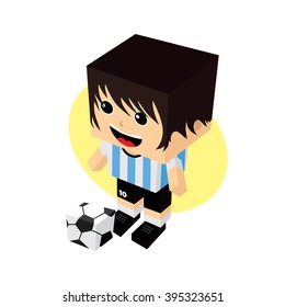cartoon soccer player isometric theme vector art illustration