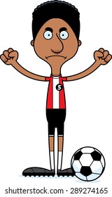 A cartoon soccer player man looking angry.