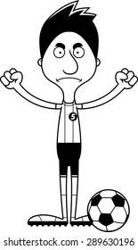 A cartoon soccer player man looking angry.