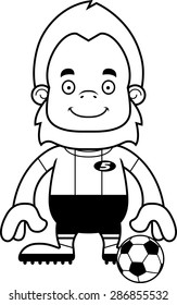 A cartoon soccer player sasquatch smiling.