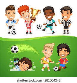 Cartoon Soccer Players and Referee for Your Football Project