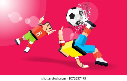 Cartoon soccer players. Welcome to Russia flat style logo. Football player in Vector illustration in flat style.