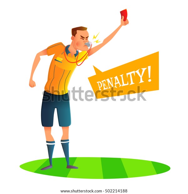 漫画のサッカーの審判キャラクターデザイン 赤いカードを見せた裁判官 ベクターイラスト のベクター画像素材 ロイヤリティフリー