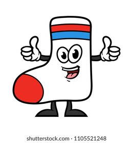 Cartoon Sock Character Giving Thumbs Up