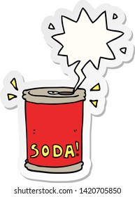 cartoon soda can with speech bubble sticker