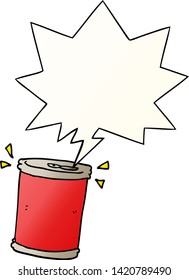 cartoon soda can with speech bubble in smooth gradient style