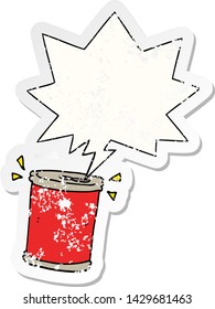 caricatura soda puede con voz burbuja viejos angustiado pegatina