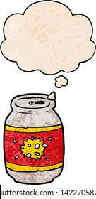 Cartoon-Soda-Dose mit Gedankenblase im Grunge-Stil