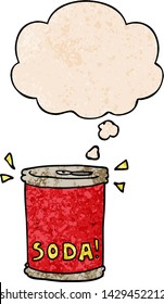 Cartoon-Soda-Dose mit Gedankenblase im Grunge-Stil