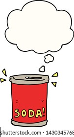 cartoon soda can with thought bubble