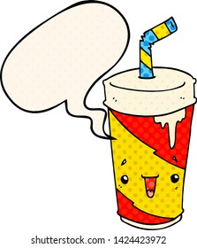 Cartoon-Soda-Tasse mit Sprachblase im Comicstil