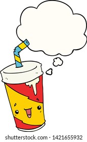 cartoon soda cup with thought bubble