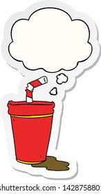 cartoon soda cup with thought bubble as a printed sticker