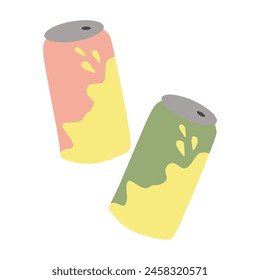 Cartoon Soda, fizzy Drink in Aluminum Can. Summer Lemonade, Cold Beverage, Fresh Sweet Carbonated Refreshment in metal steel tin. Flat graphic Vector illustration isolated on white for Card, Ads