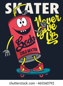 cartoon soda, monster, skater