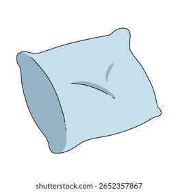 Desenho Animado Travesseiro Azul Macio. Ilustração vetorial de uma almofada fofa