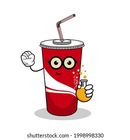 Cartoon soft drink cola mascot, vector illustration of a cute soft drink character mascot. Flat Vector