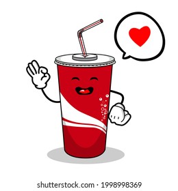 Cartoon soft drink cola mascot, vector illustration of a cute soft drink character mascot. Flat Vector