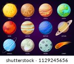 Cartoon solar system planets. Astronomical observatory small planet pluto, venus mercury neptune uranus meteor crater and star universe astronaut sign. Astronomy galaxy space vector isolated icons set