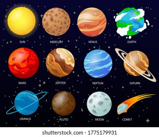 Cartoon Solar System Planets Vector Illustration Stock Vector (Royalty ...