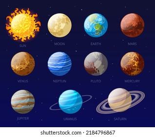 Cartoon Solar System Planets Venus Mercury Stock Vector (Royalty Free ...