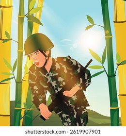 cartoon soldier in action illustration