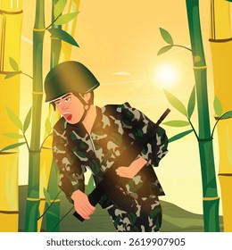 cartoon soldier in action illustration