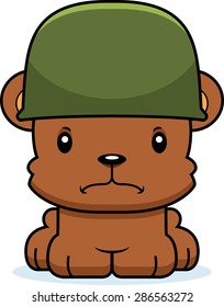 A cartoon soldier bear looking angry.