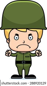 A cartoon soldier boy looking angry.