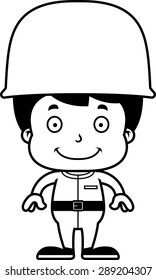 A cartoon soldier boy smiling.