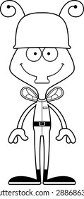 A cartoon soldier fly smiling.