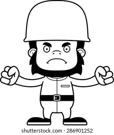 A cartoon soldier gorilla looking angry.
