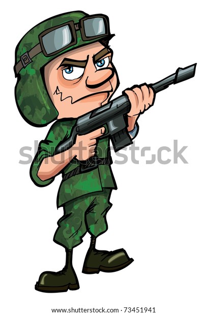 Cartoon Soldier Isolated On White He Stock Vector (Royalty Free ...