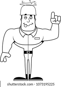 A cartoon soldier looking drunk.