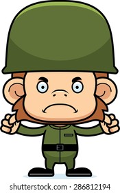 A cartoon soldier monkey looking angry.