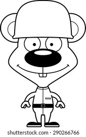 A cartoon soldier mouse smiling.