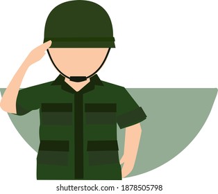 Cartoon-Soldat und ovaler Rahmen, Vektorgrafik süße Besetzung