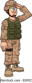 Cartoon soldier saluting. Vector illustration with simple gradients. All in a single layer.