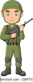 Cartoon Soldier With A Shotgun