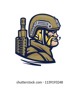 Cartoon soldier special force vector logo