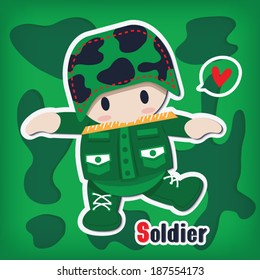cartoon soldier sticker vector style