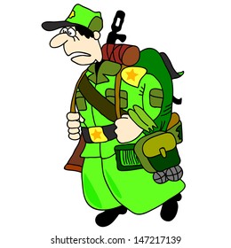 Cartoon soldier in uniform for the vector