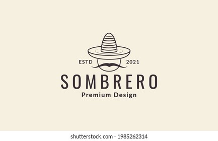 cartoon sombrero hat with mustache  logo symbol vector icon illustration graphic design